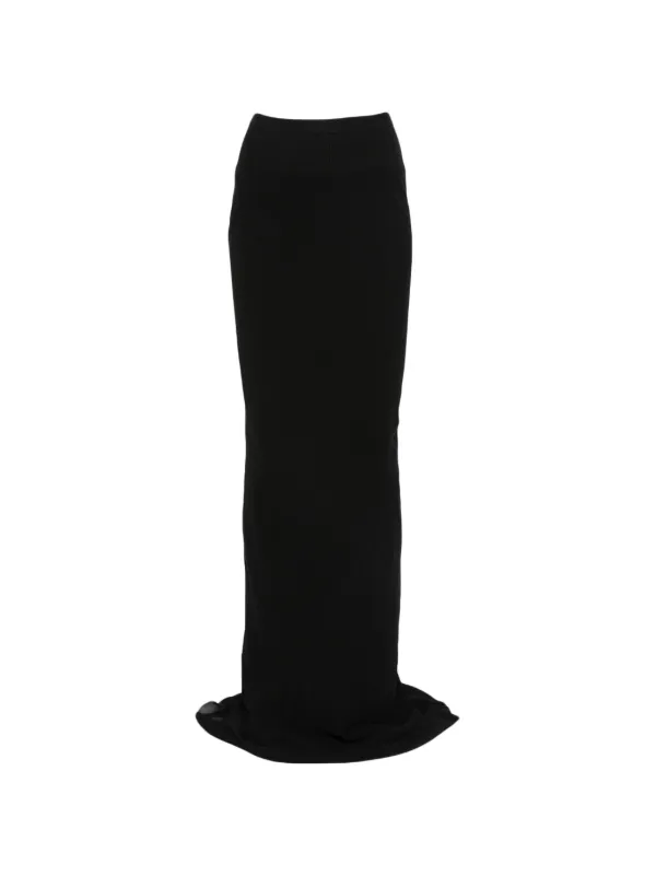 Rick Owens Ribbed Long Maxi Skirt in Black