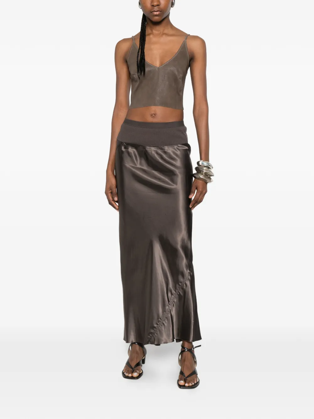  Rick Owens Ribbed Gathered Maxi Skirt - Grey 