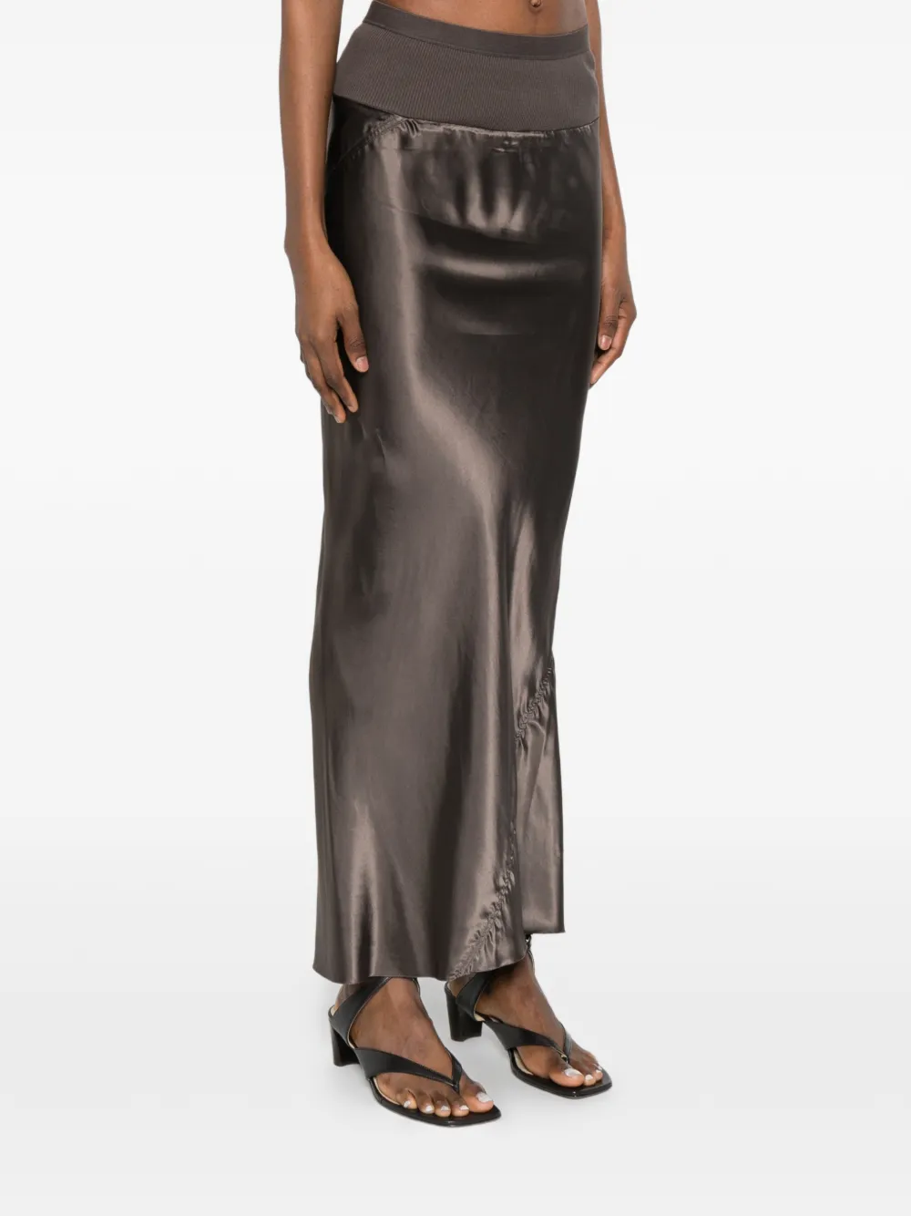  Rick Owens Ribbed Gathered Maxi Skirt - Grey 