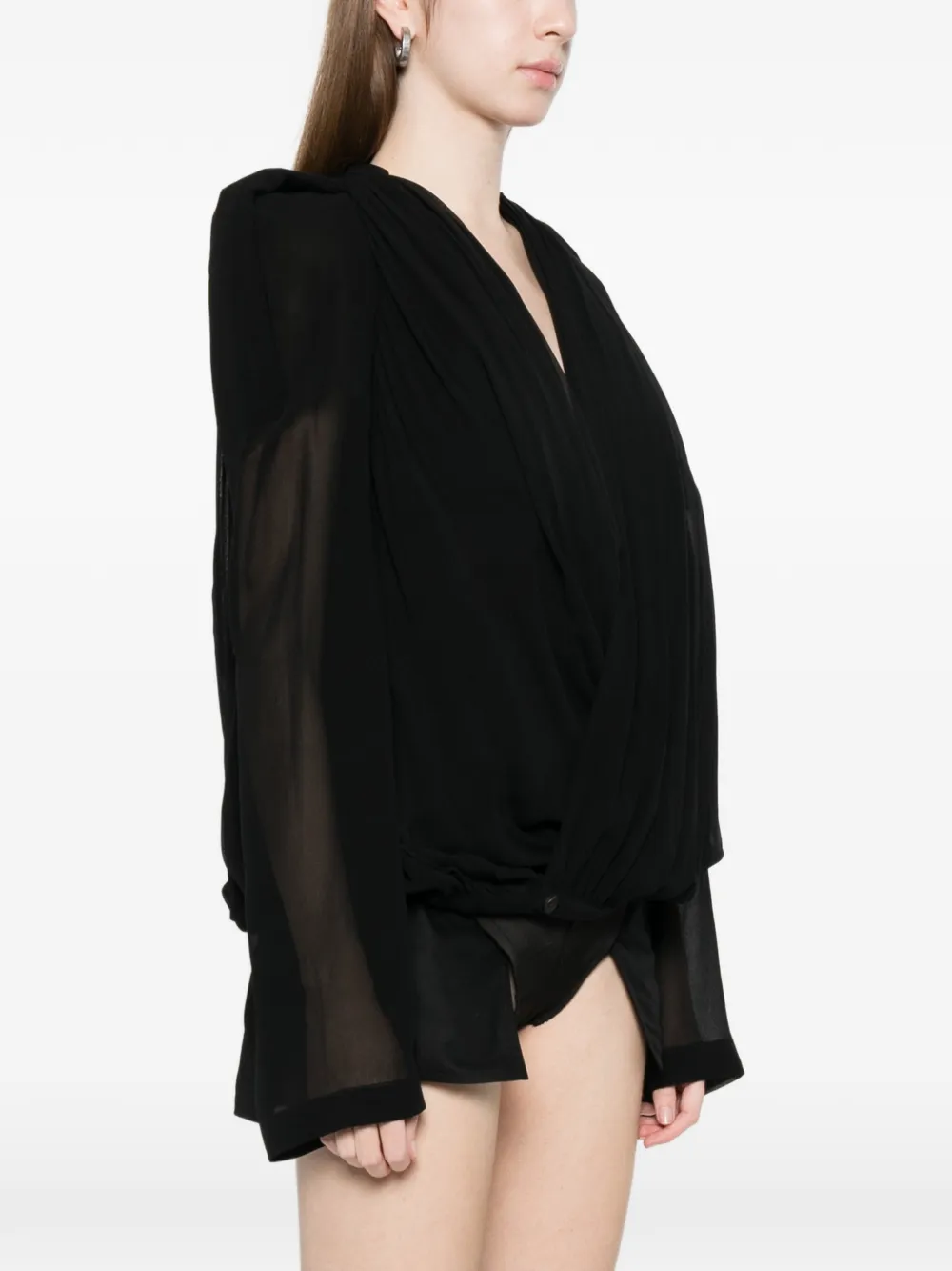 Rick Owens Maria Draped V-neck Jacket - Black 