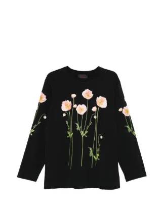 Simone Rocha Poppy Field Printed long-sleeve T-shirt | Black