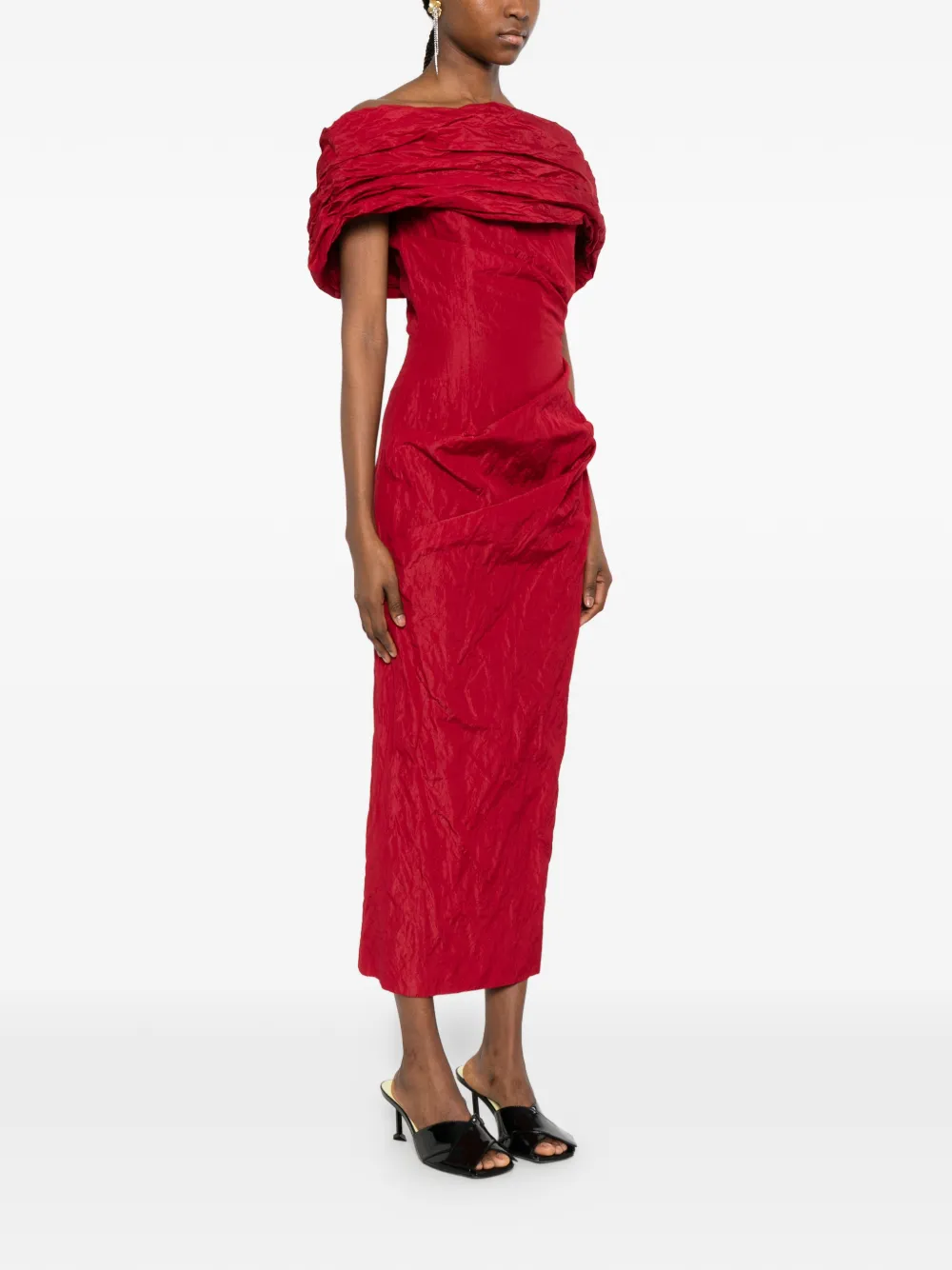 Magda Butrym Off-shoulder jurk Rood
