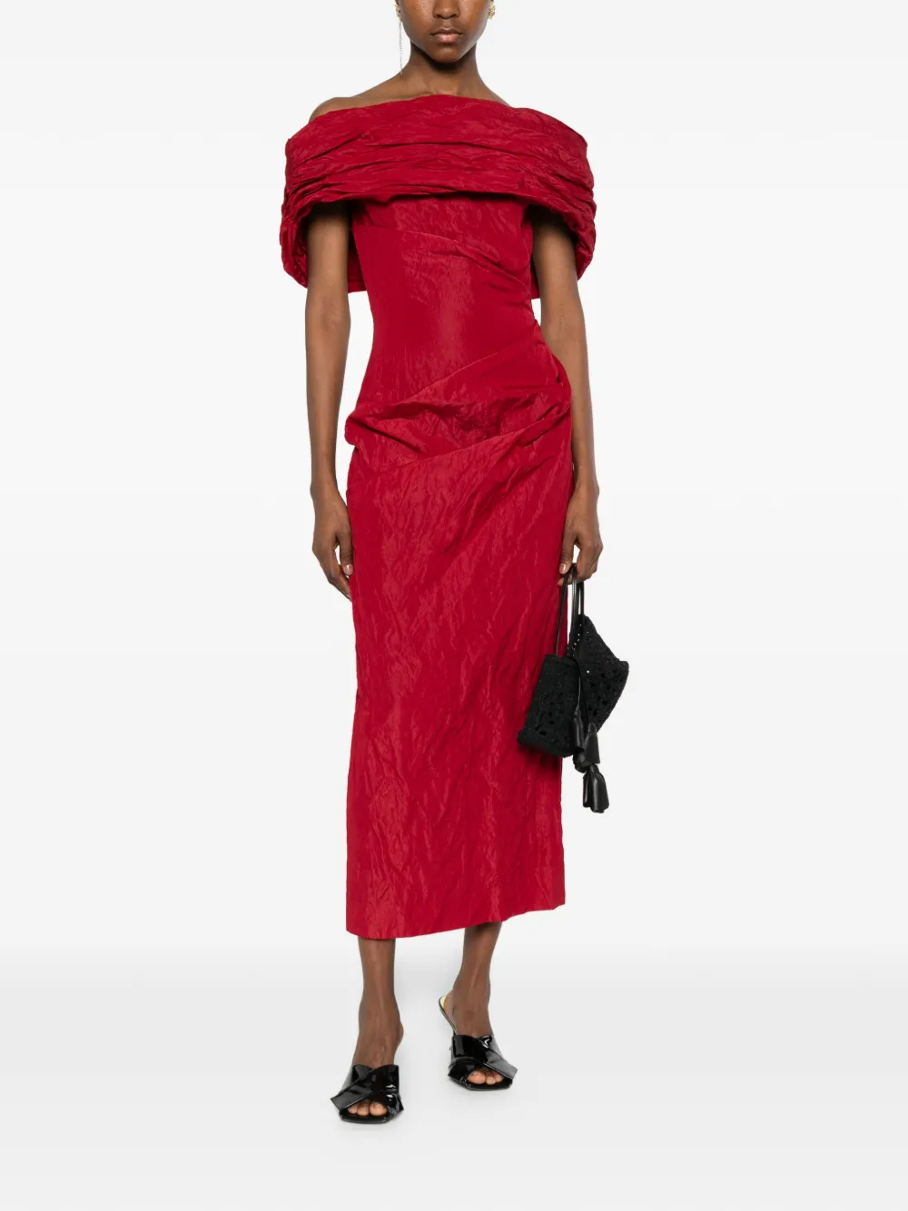 Magda Butrym Off-shoulder jurk Rood