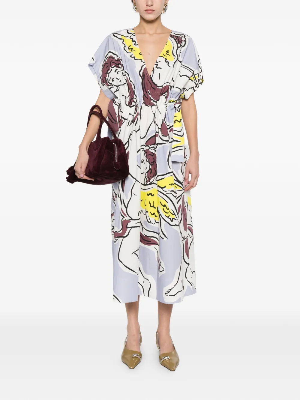 Tory Burch Midi-jurk met V-hals Wit
