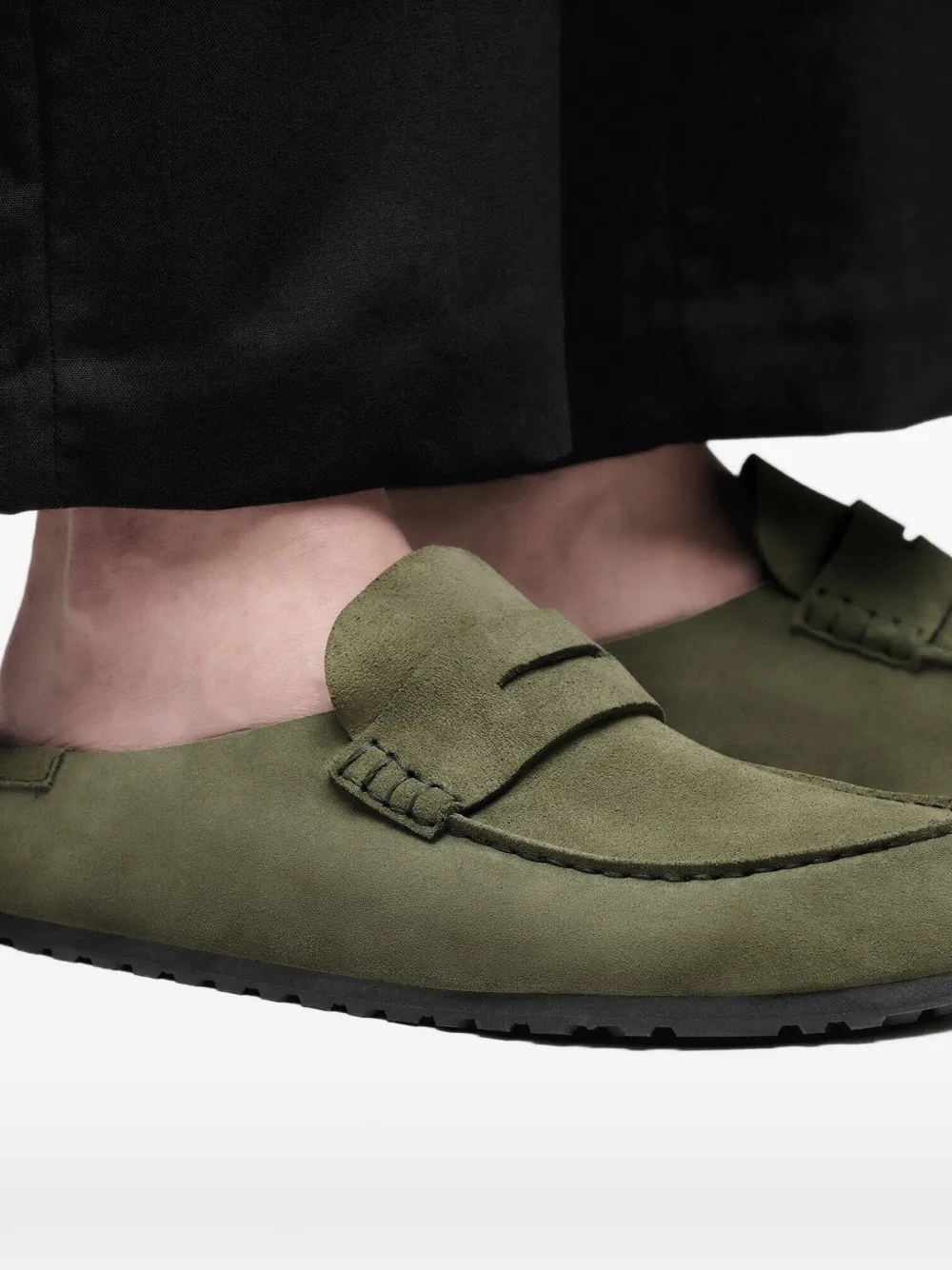 Birkenstock Naples Wrapped suede penny loafers Groen