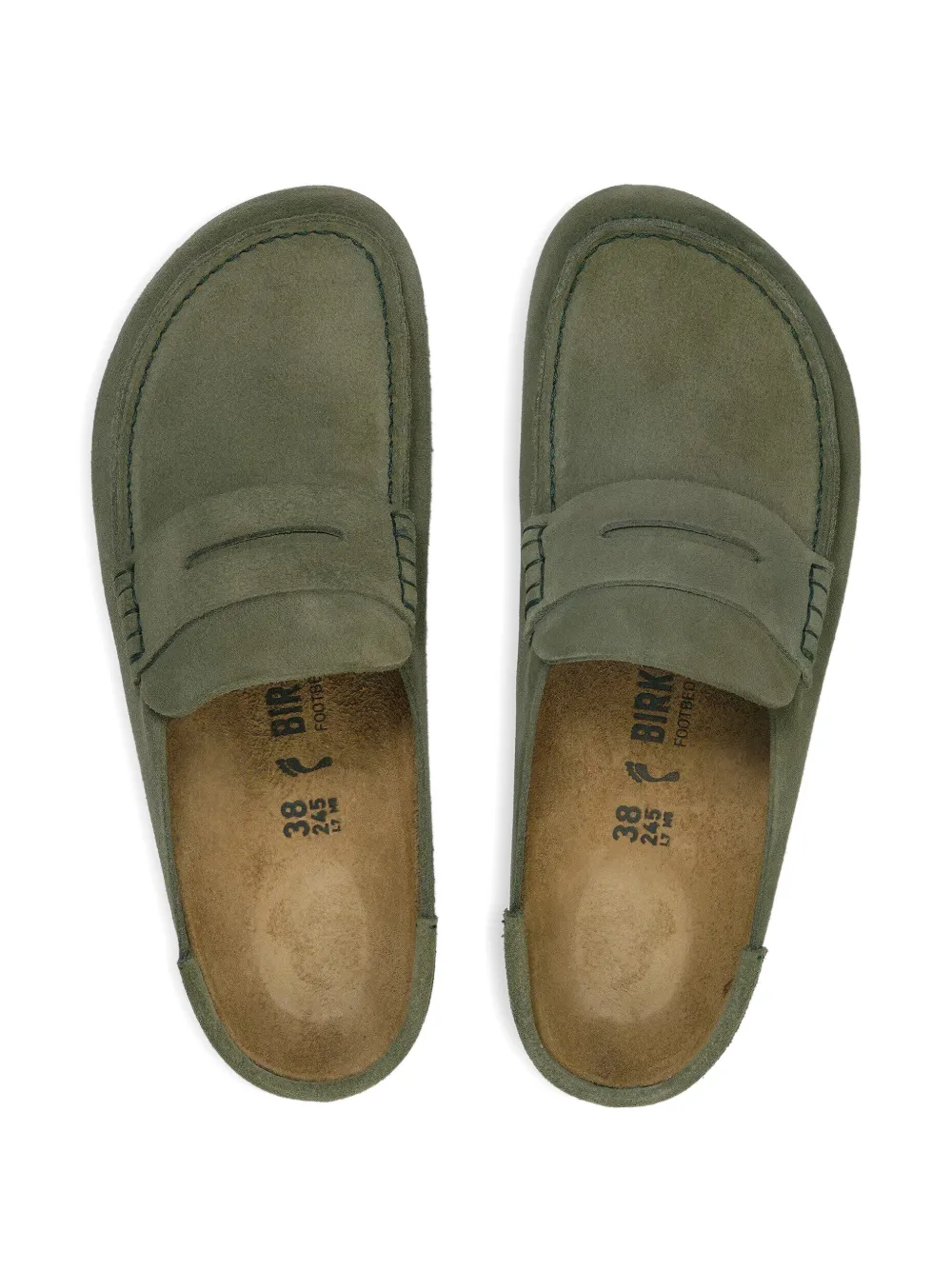Birkenstock Naples Wrapped suede penny loafers Groen