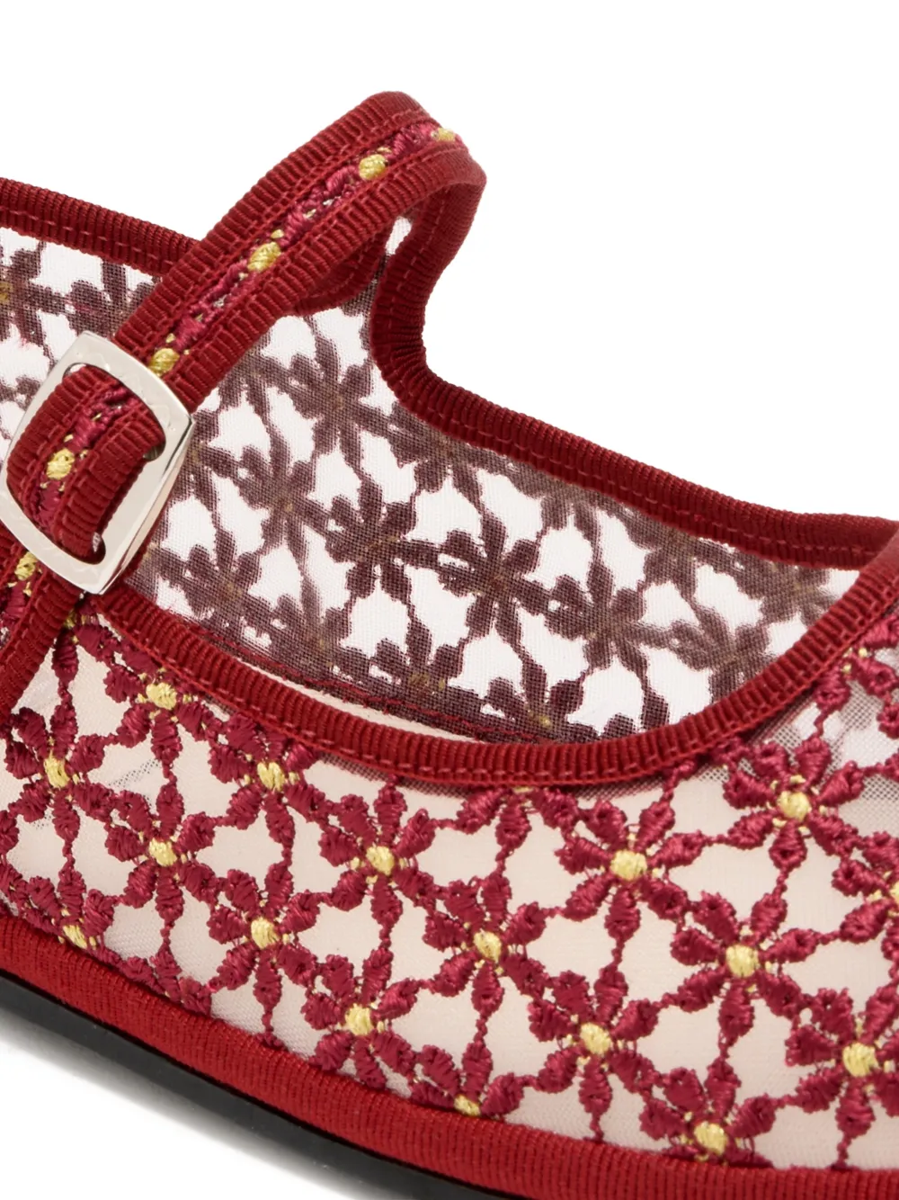 CAPULETTE Bambina Rubina ballerina's met geborduurde bloemen Rood