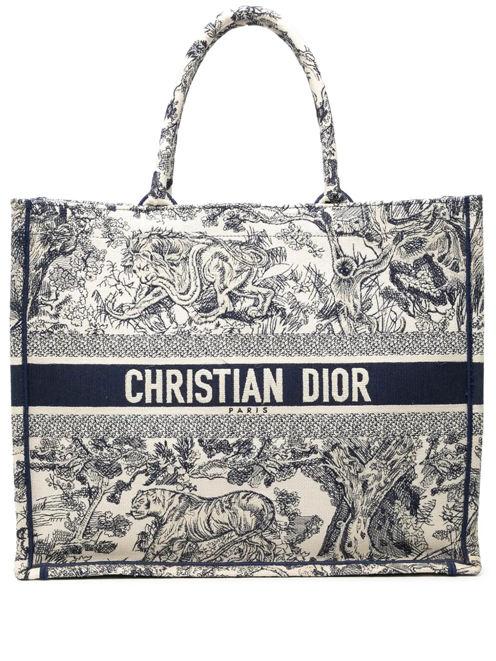 Christian Dior Pre-Owned 2024 Large Canvas Embroidered Dioriviera Toile De Jouy Book tote bag - Blu