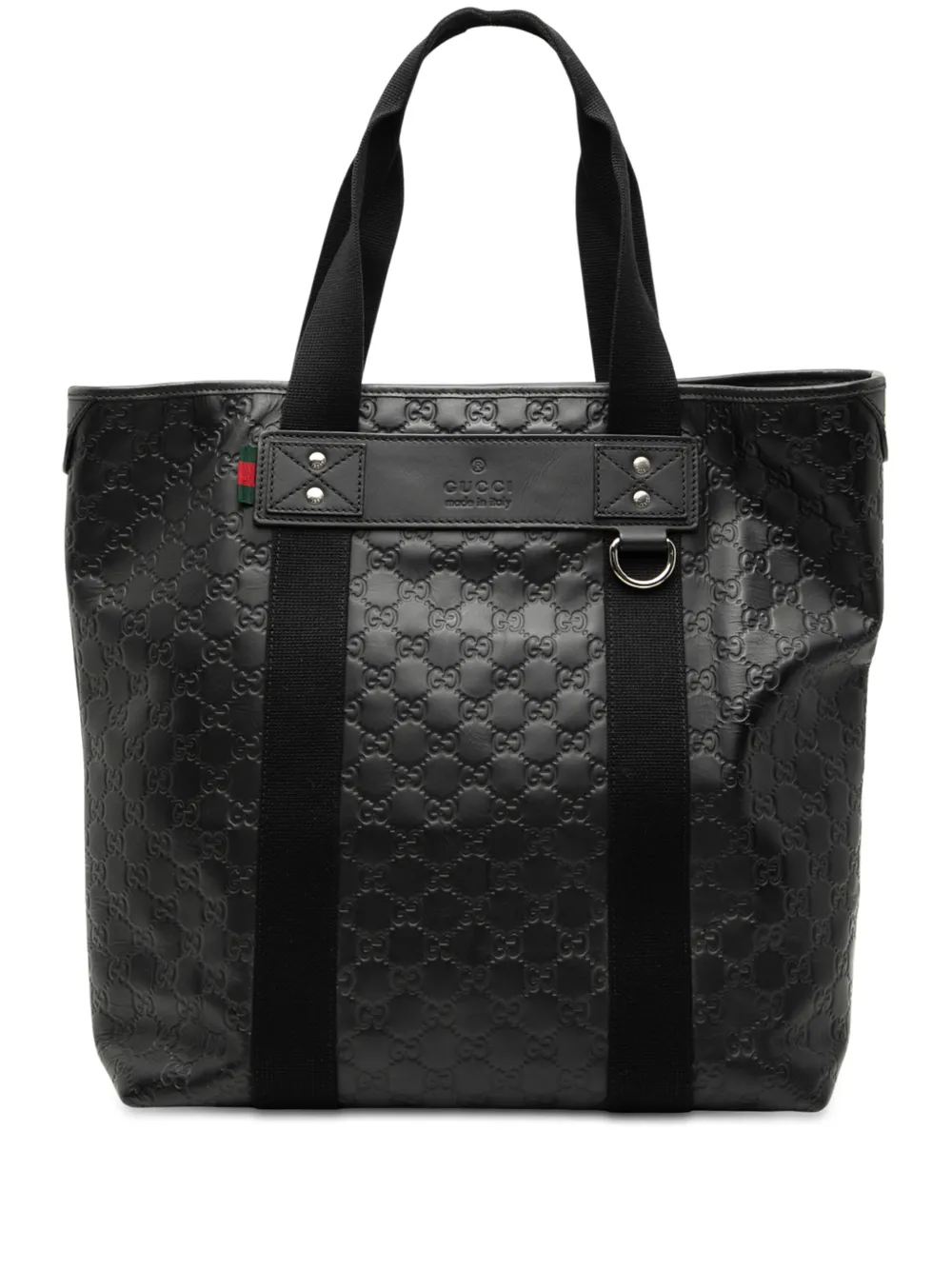 Pre-owned Gucci 2000-2015 Ssima Web Tote Bag In Black
