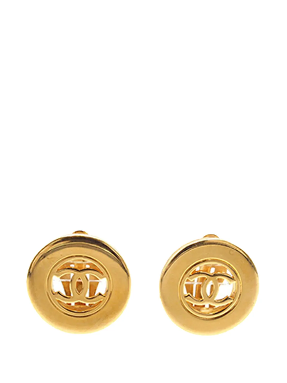 CHANEL Pre-Owned Orecchini tondi CC a clip con placcatura oro 1997