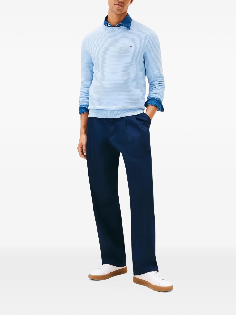 Tommy Hilfiger Trui met ronde hals en textuur Blauw