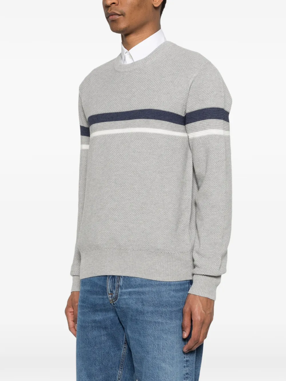  Rossignol Striped Crew-neck Sweater - Grey 