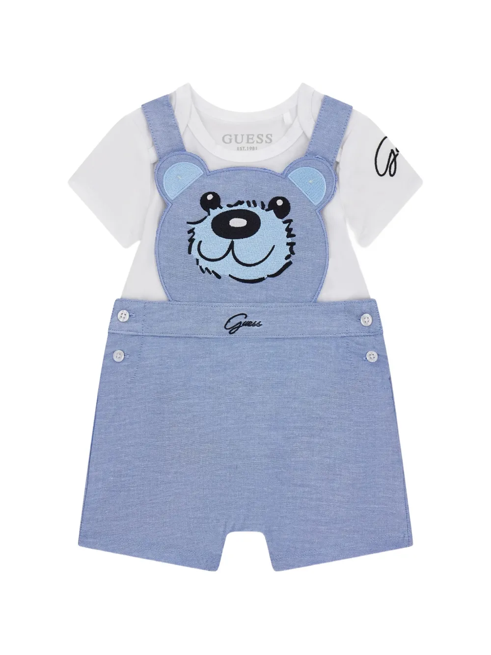 guess kids bear-design dungarees - Blu