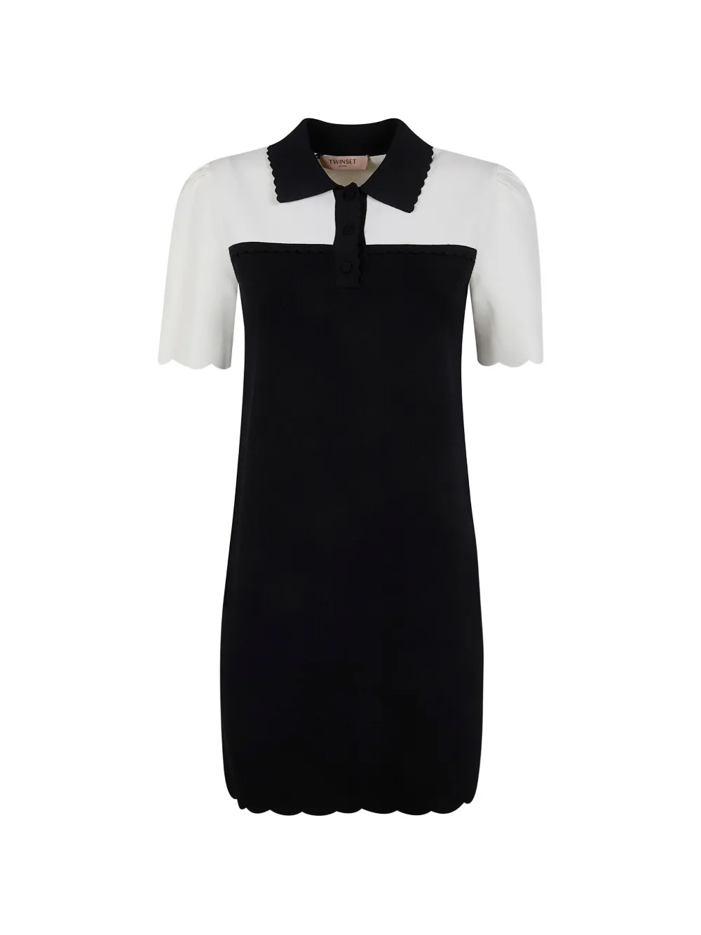 TWINSET scalloped-hem polo dress - Nero