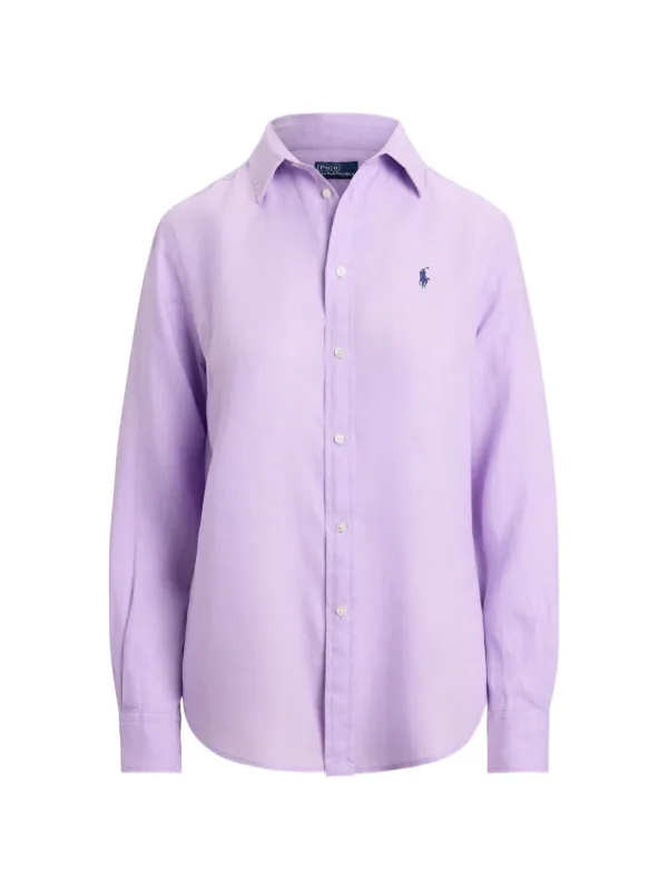 Polo Ralph Lauren Logo-detail Linen Shirt in Purple