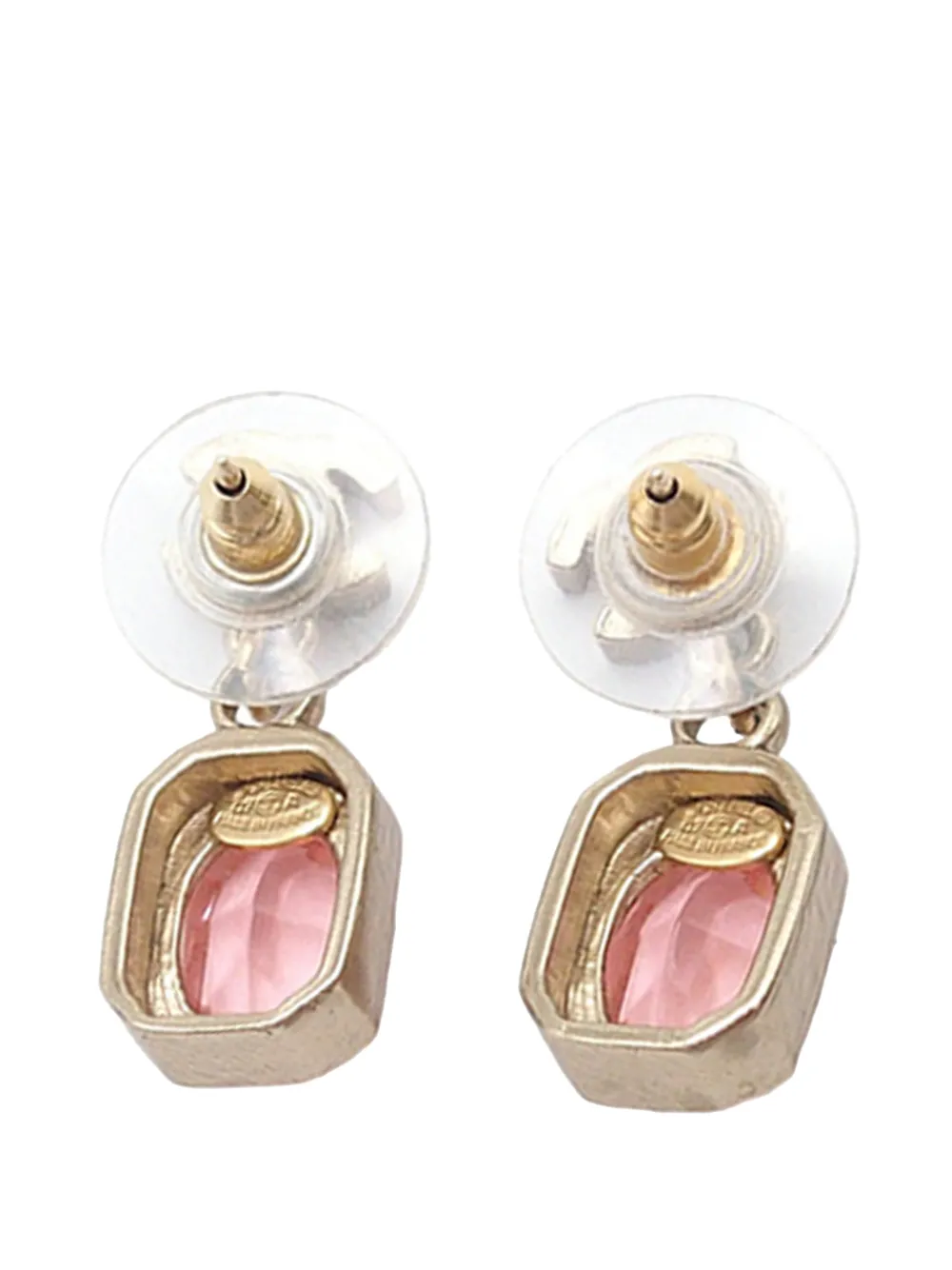  Chanel Pre-owned 2007 Cc Gold Plated Crystal Drop Push Back Earrings Costume Earrings 