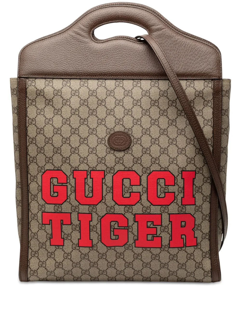 Gucci Pre-Owned Borsa a tracolla in tela GG Supreme con decorazione Web e dettaglio tigre - Marrone