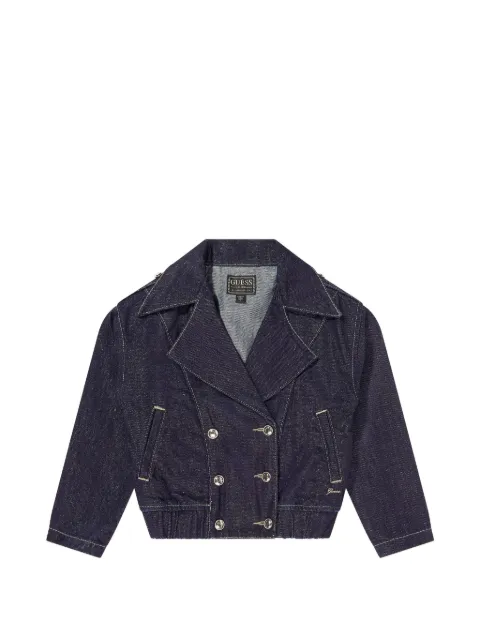 guess kids chamarra de lúrex con doble botonadura