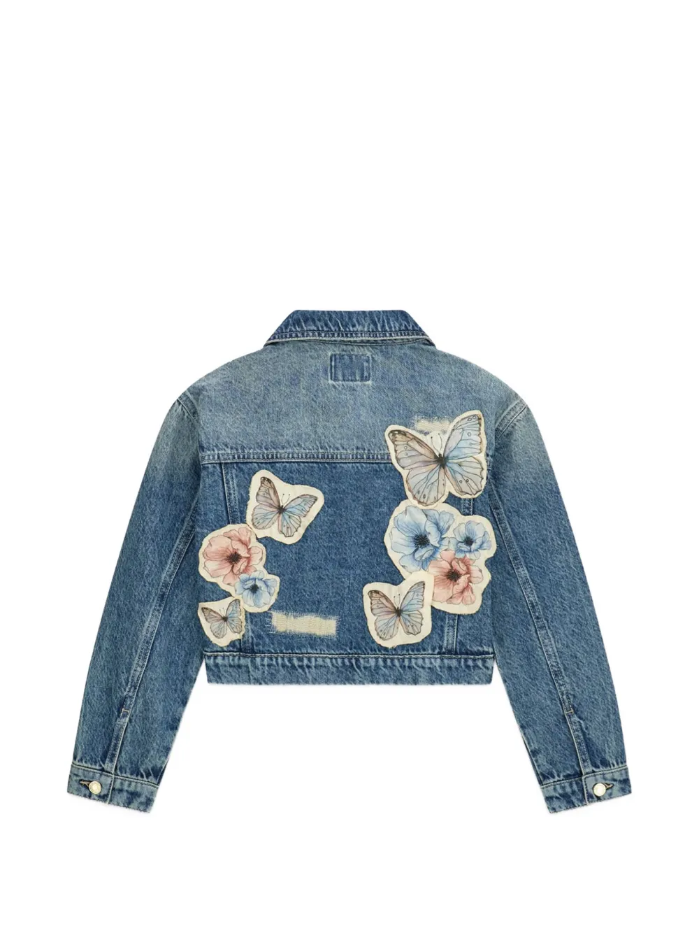 guess kids Spijkerjack met vlinderapplicatie Blauw