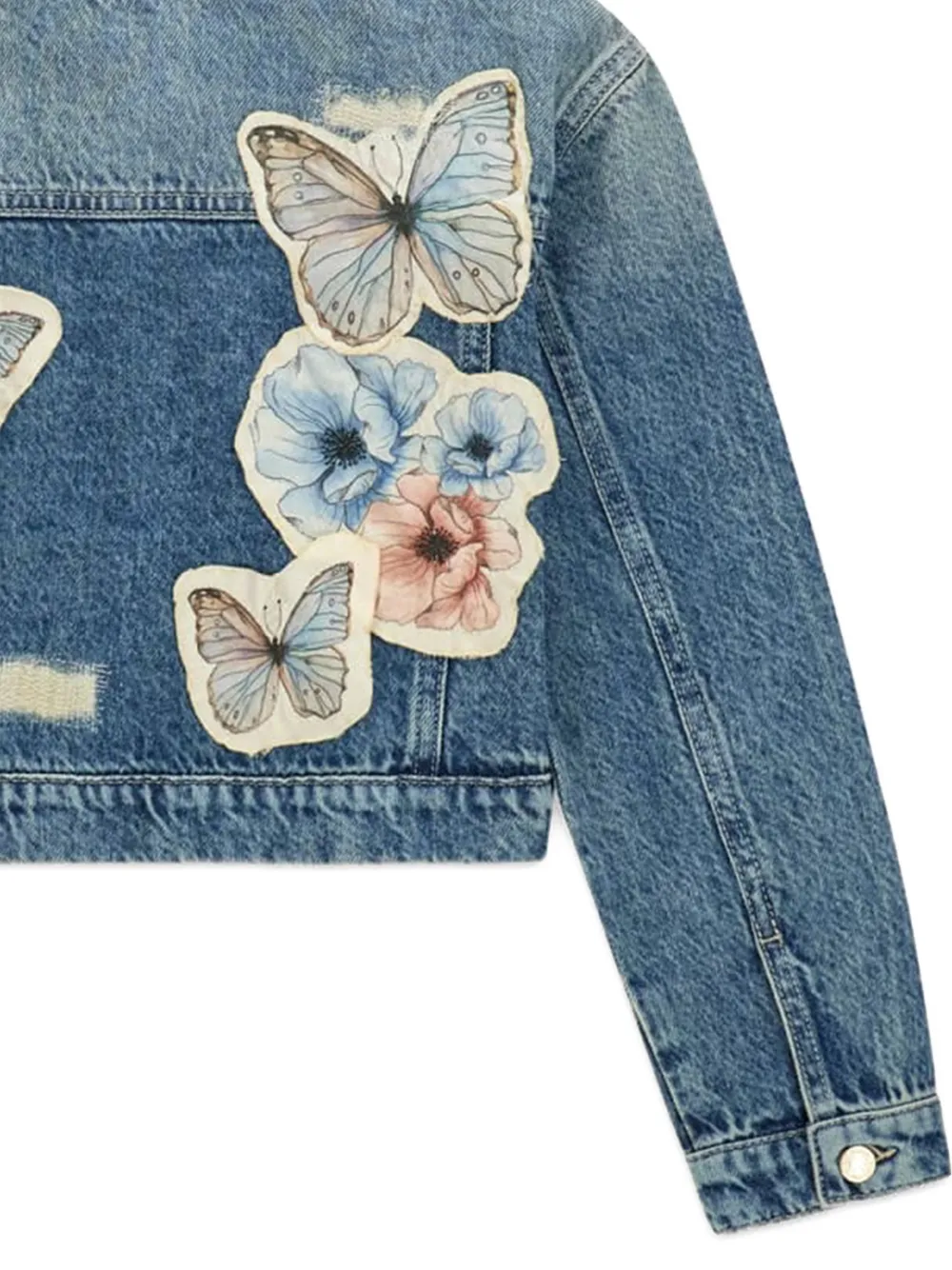 guess kids Spijkerjack met vlinderapplicatie Blauw
