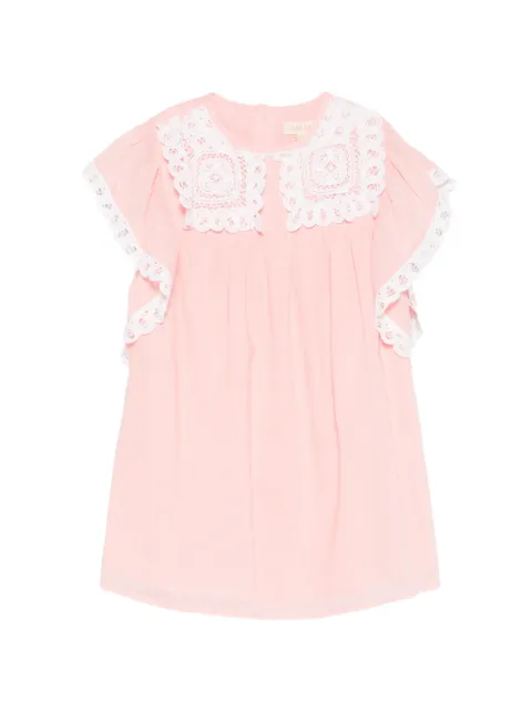 Louise Misha Haida lace-embroidered ruffled-sleeve dress