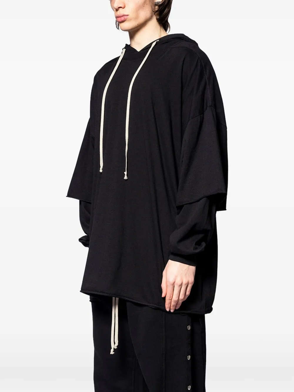 Rick Owens DRKSHDW Gelaagde knitwear met capuchon Zwart