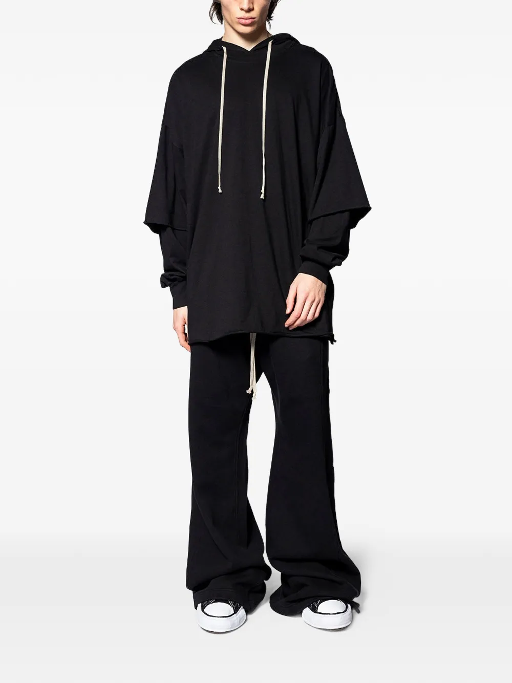 Rick Owens DRKSHDW Gelaagde knitwear met capuchon Zwart