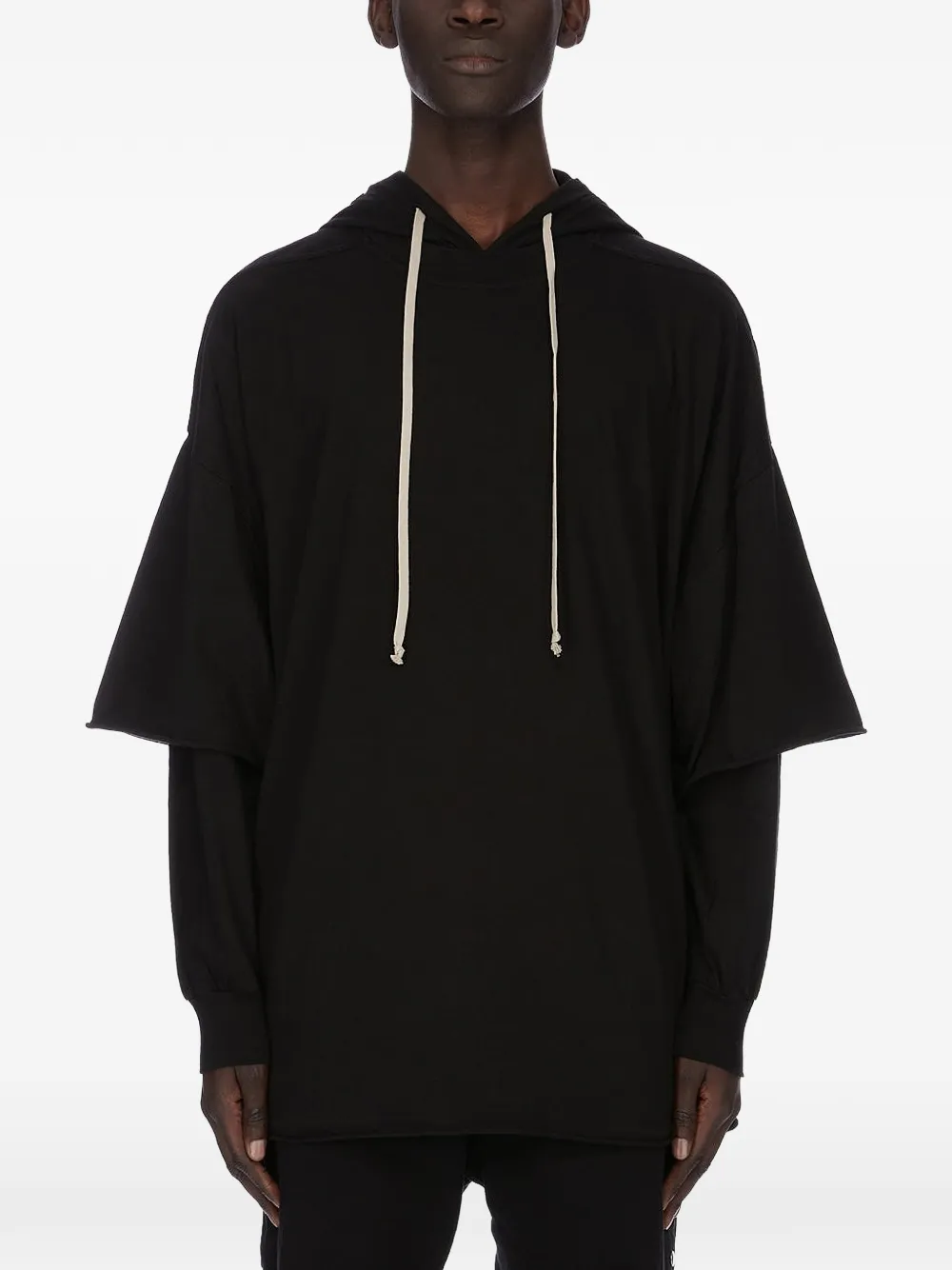 Rick Owens DRKSHDW hooded layered knitwear - Black