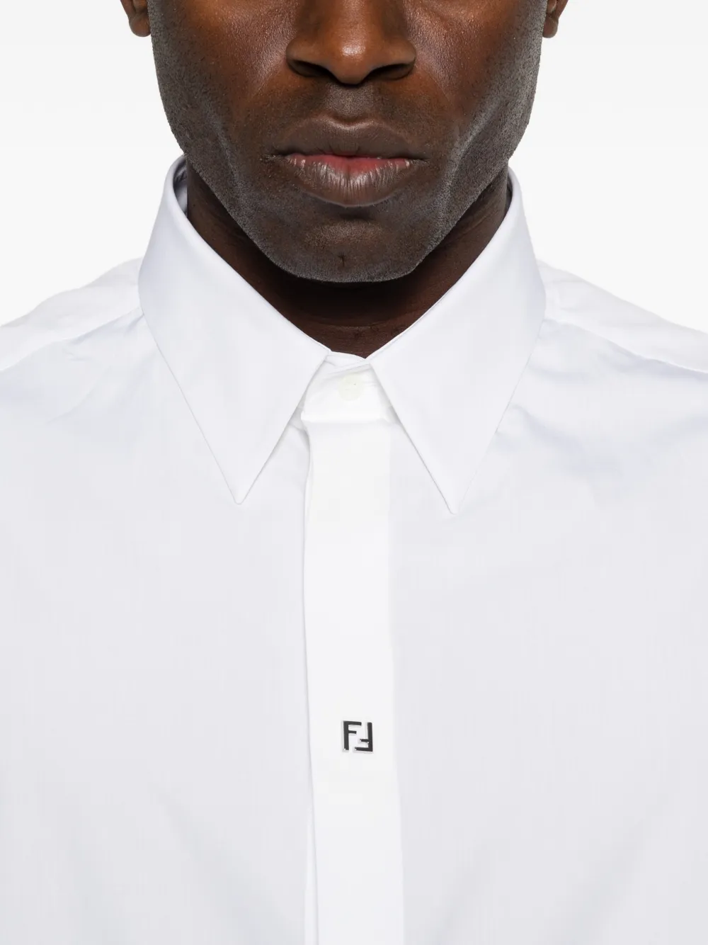 FENDI Overhemd met logoplakkaat en korte mouwen Wit