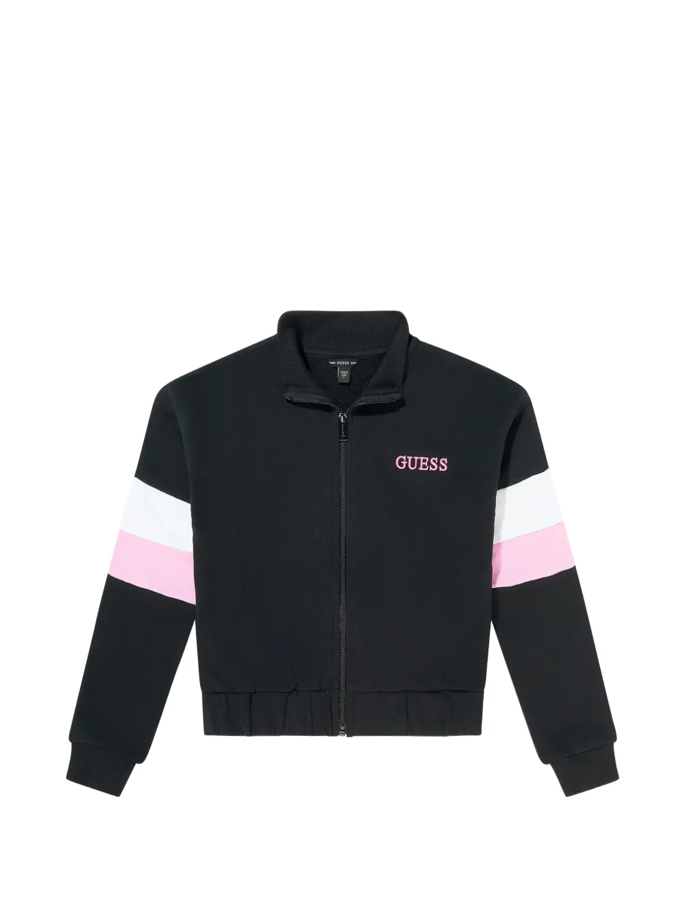 guess kids logo-embroidered zip-up sweatshirt - Nero