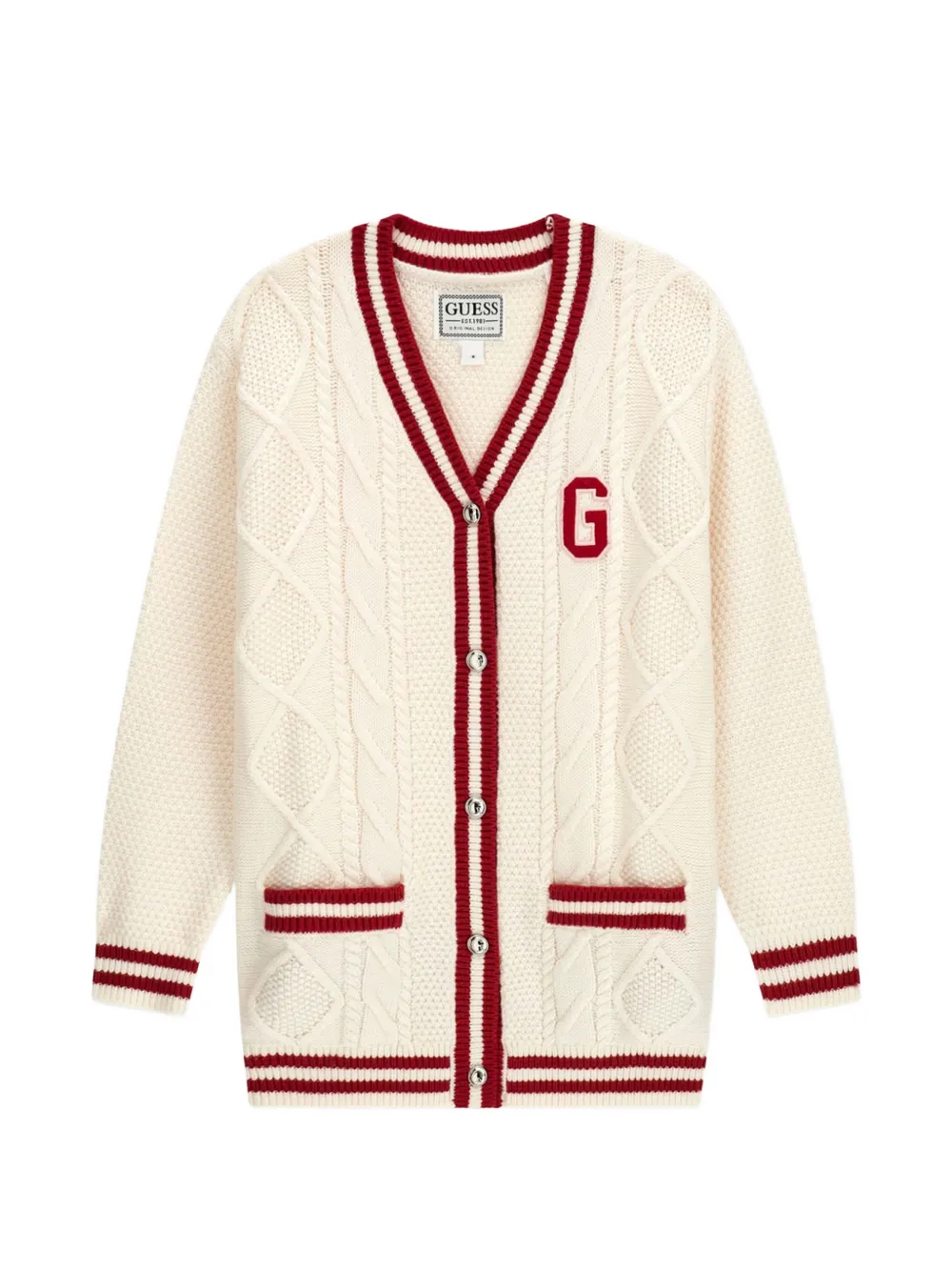 guess kids cable-knit striped cardigan - Toni neutri
