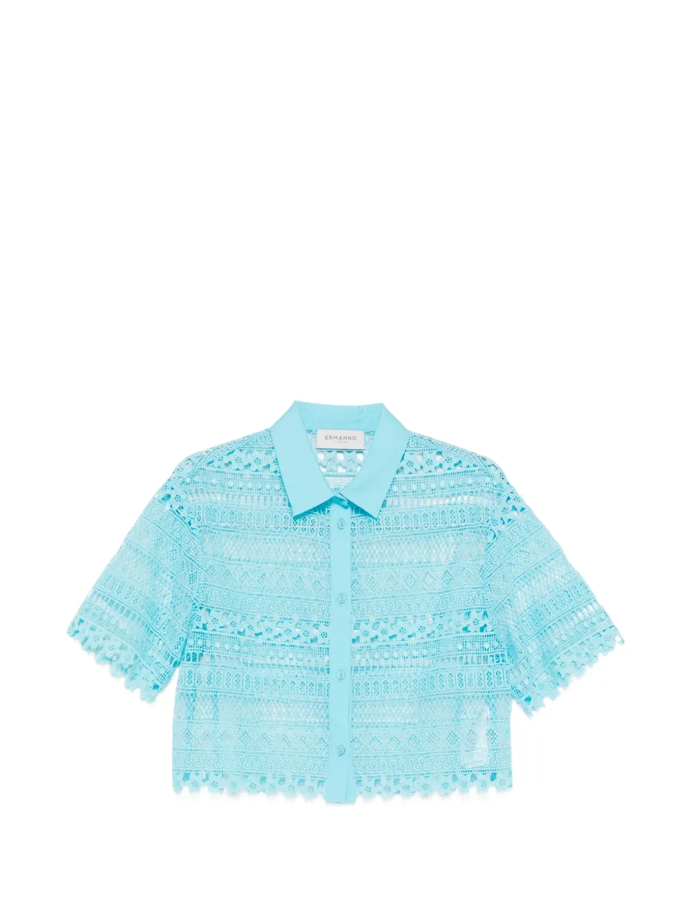 ERMANNO FIRENZE lace cropped shirt - Blu