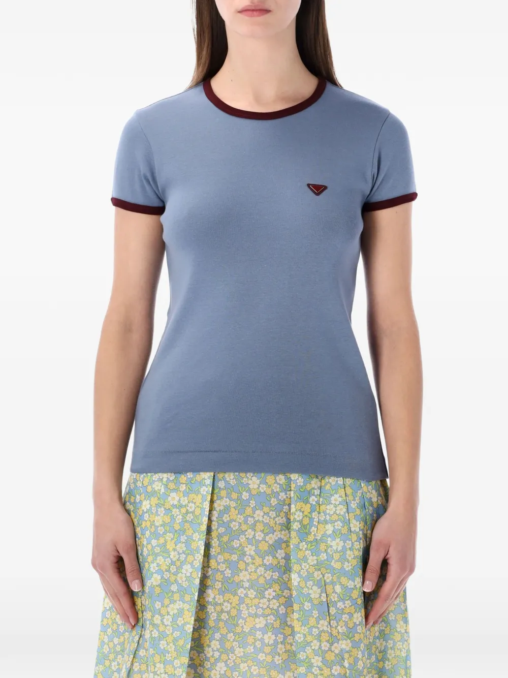 Prada logo-patch T-shirt - Blau