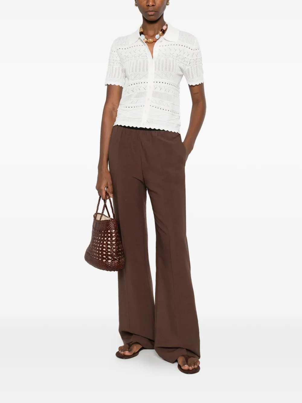  Ermanno Firenze Elastic-waistband Trousers - Brown 