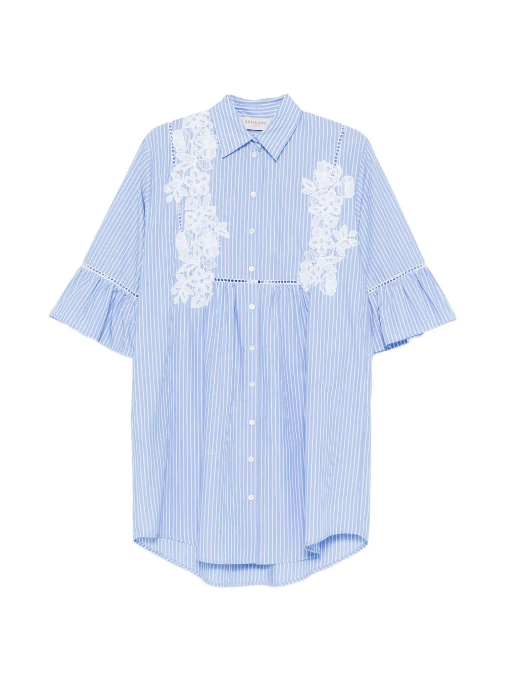 ERMANNO FIRENZE floral-lace striped mini dress - Blu