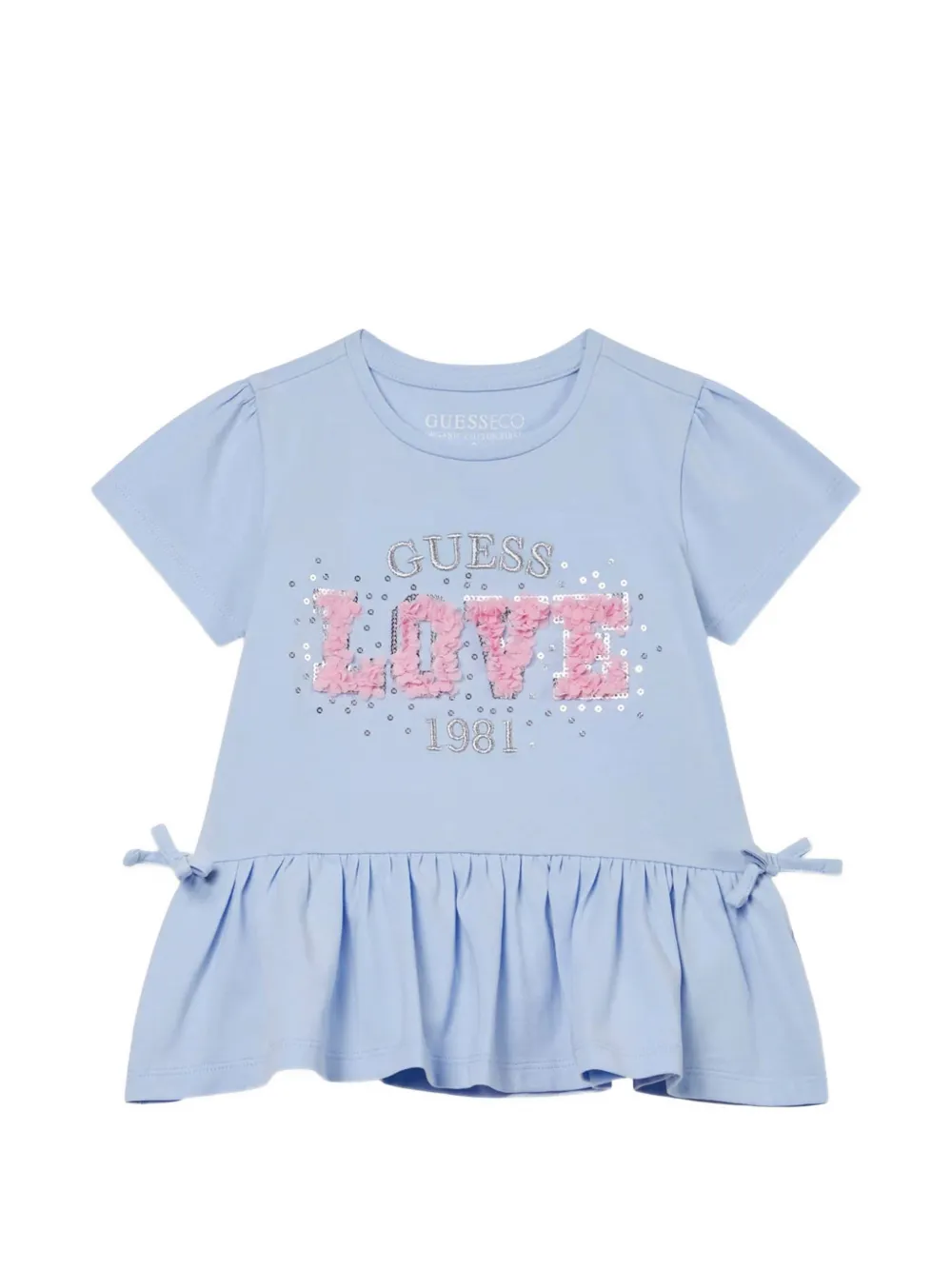 guess kids sequin-embellished ruffled T-shirt - Blu