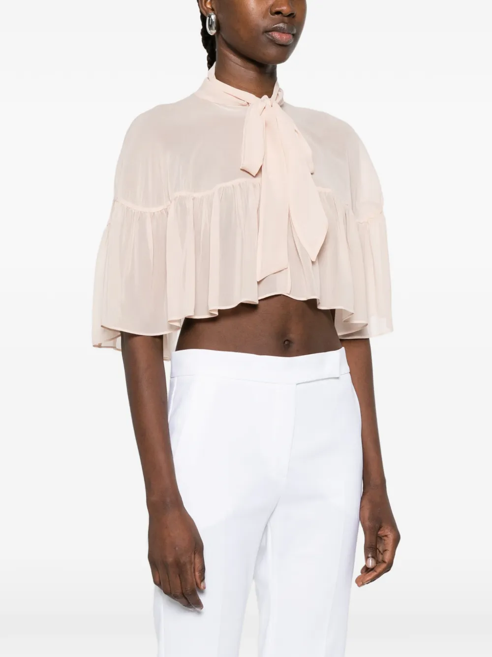  Max Mara Tie Cape Blouse - Pink 