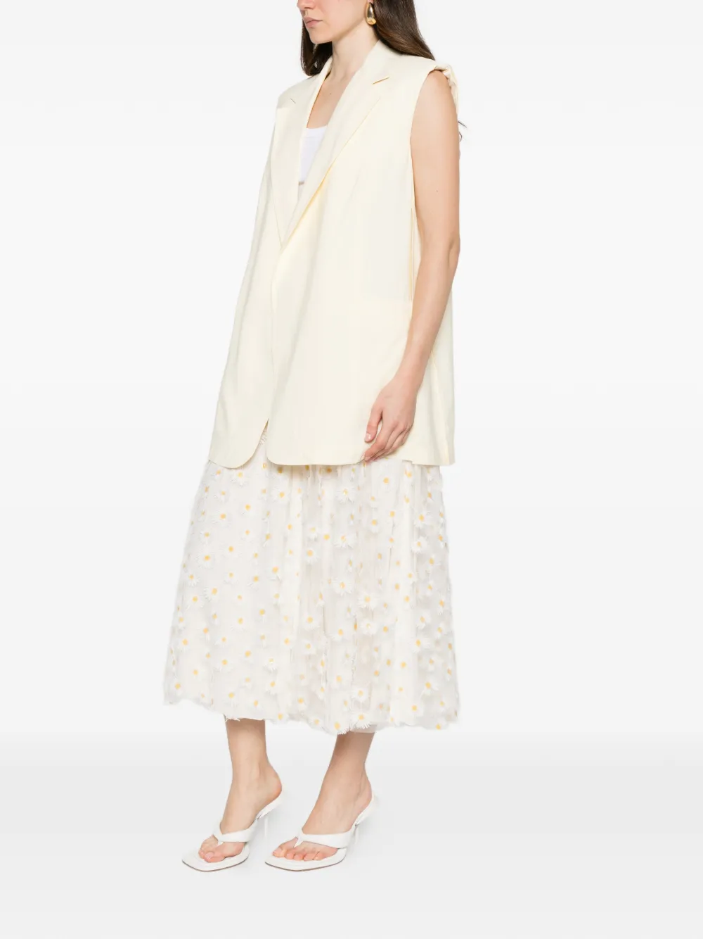 Sportmax Mouwloos gilet met gekerfde revers Beige
