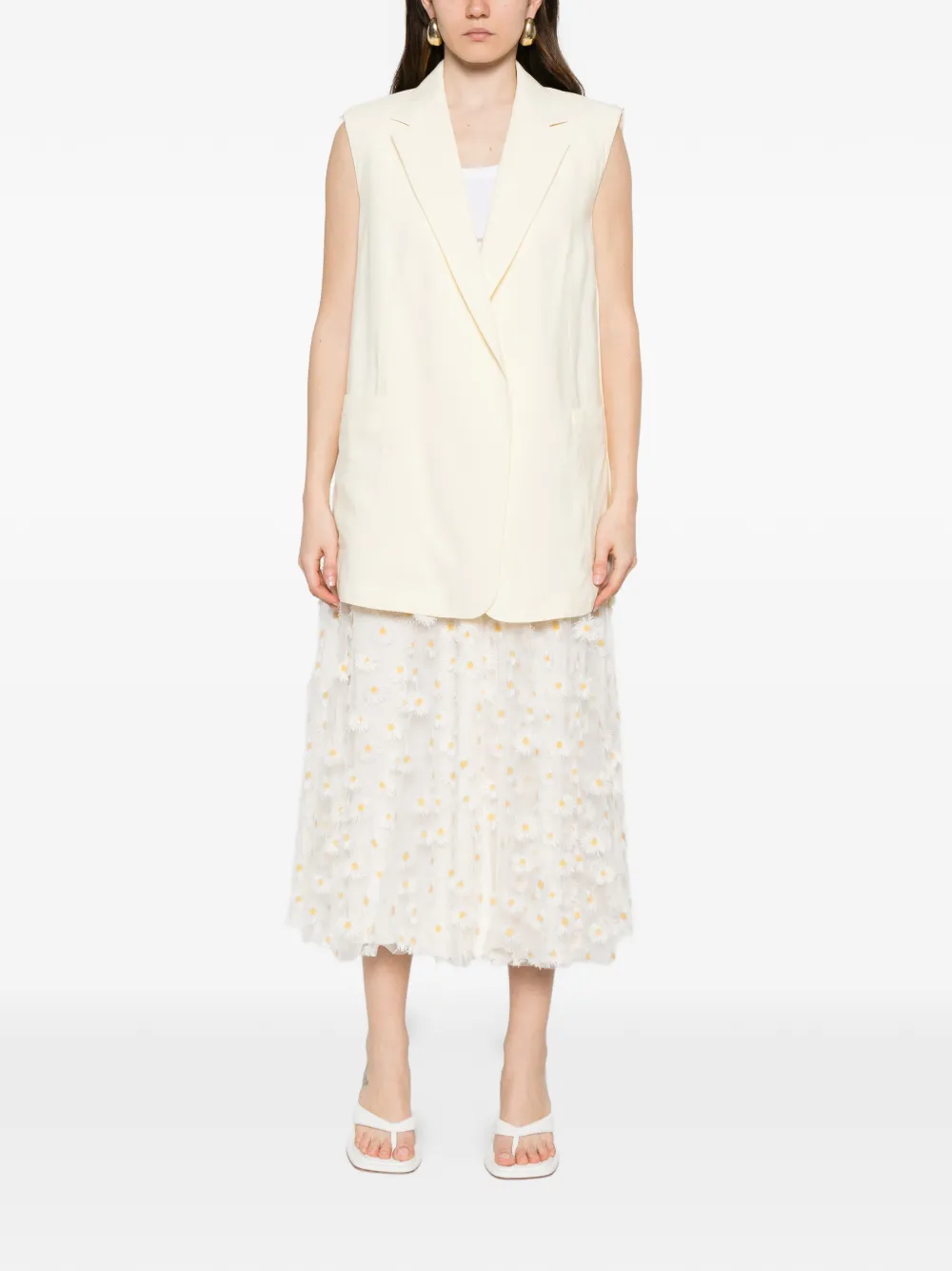 Sportmax Mouwloos gilet met gekerfde revers Beige
