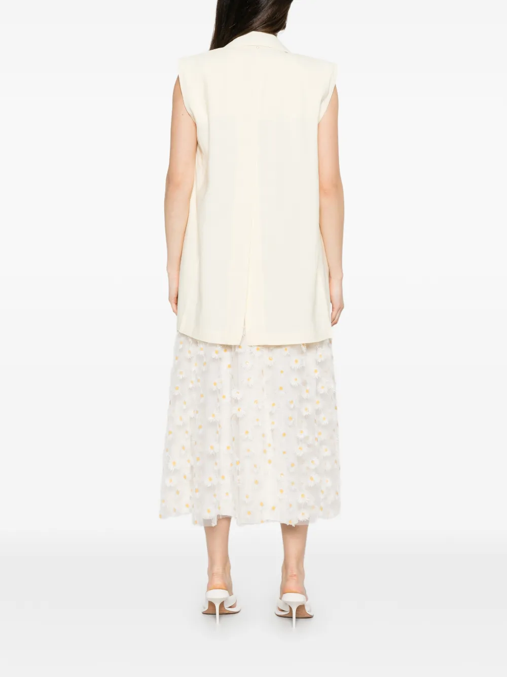 Sportmax Mouwloos gilet met gekerfde revers Beige