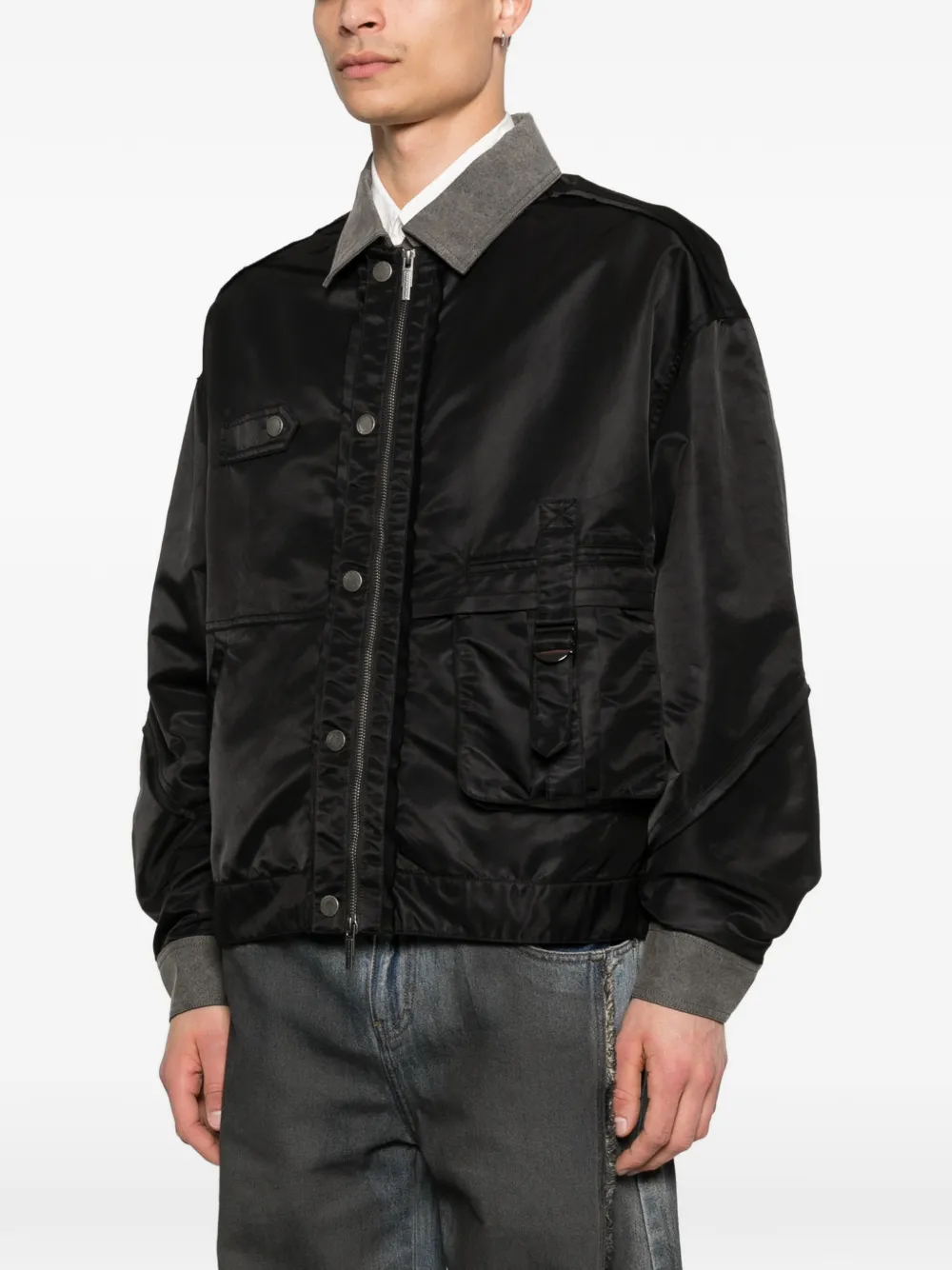  Feng Chen Wang Button-details Bomber Jacket - Black 