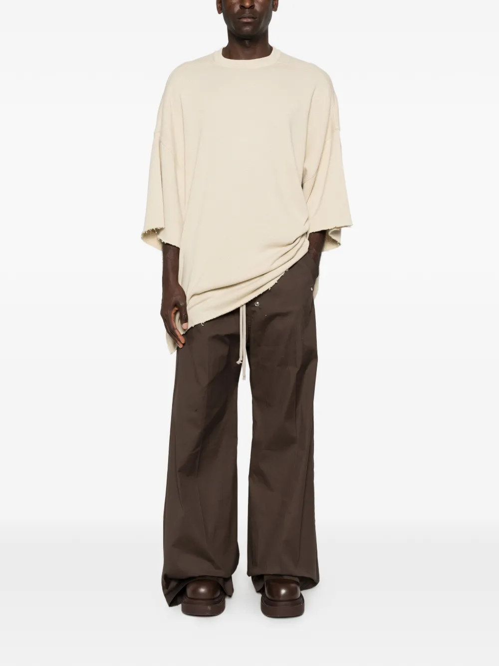 Rick Owens Tommy T-shirt met franje Beige