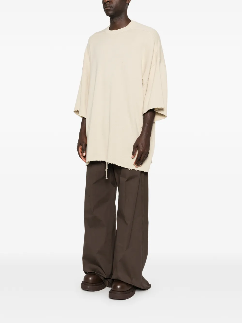 Rick Owens Tommy T-shirt met franje Beige