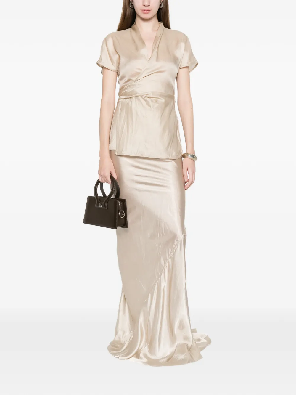  Rick Owens Tie-waist V-neck Blouse - Neutrals 