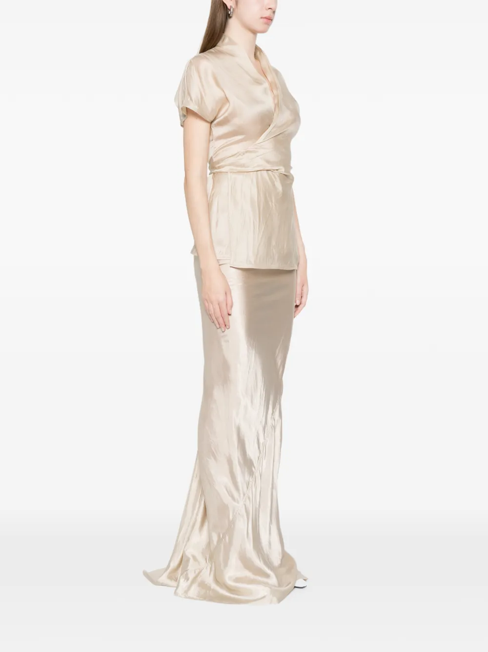  Rick Owens Tie-waist V-neck Blouse - Neutrals 