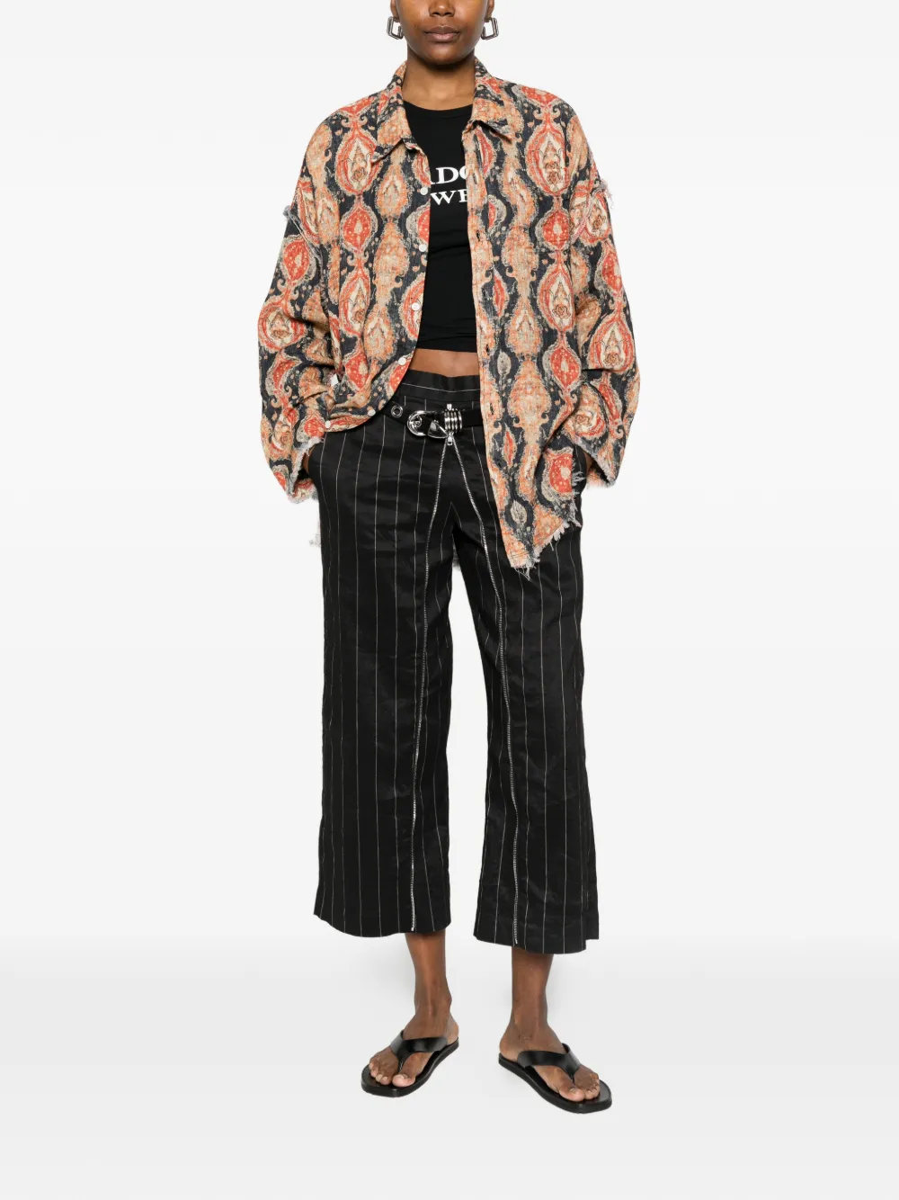  R13 Shredded Seam Patterned Shirt - Black 