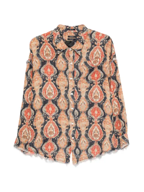 R13 Camisa Shredded Seam com padronagem