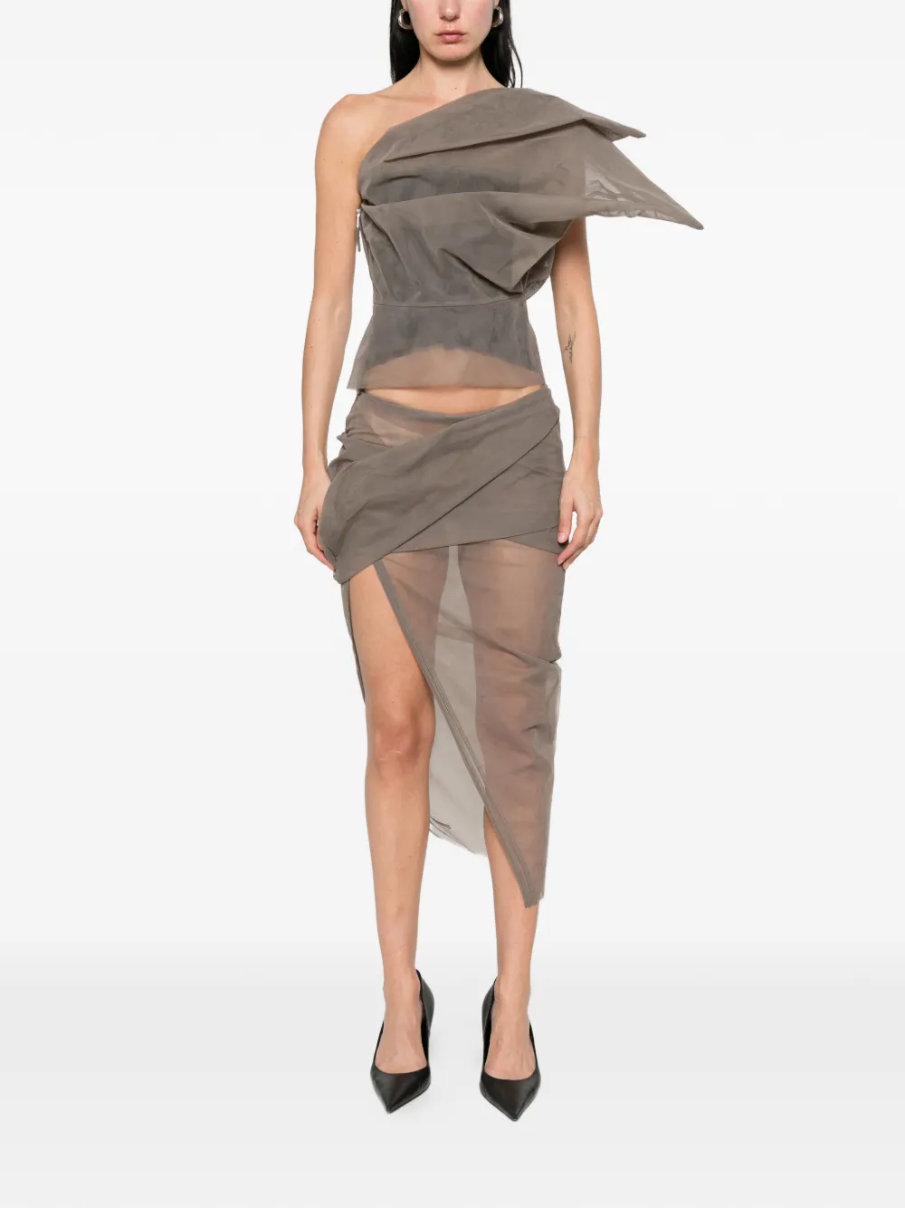 Rick Owens Claudia gedrapeerde top Grijs