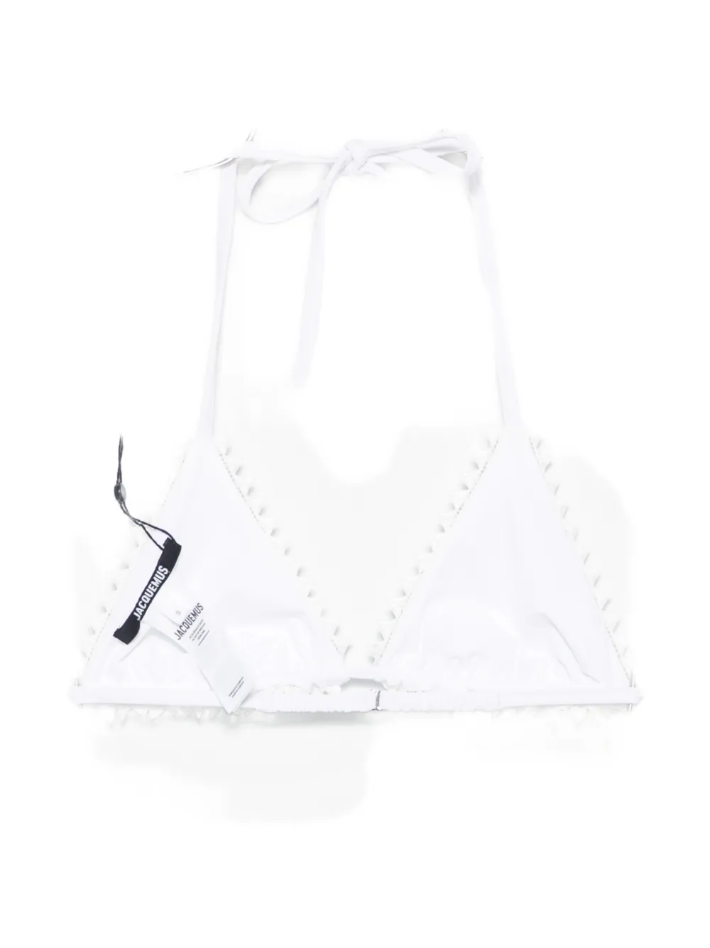 Jacquemus ruffled triangle bikini top - Weiß