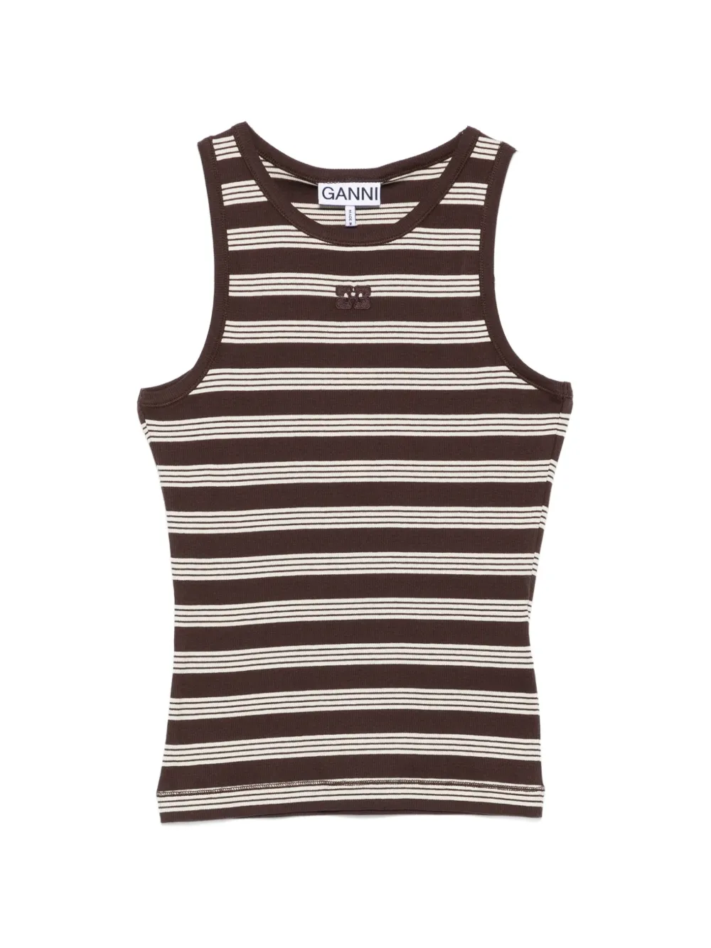 GANNI striped tank top - Marrone